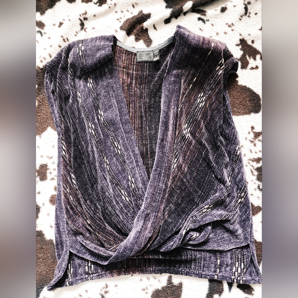 Vintage Purple Draped Sleeveless Knit Vest